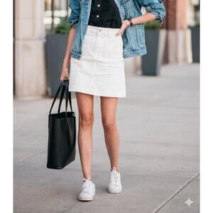 Everlane The Patch Pocket High Waisted Mini Skirt White Size 4